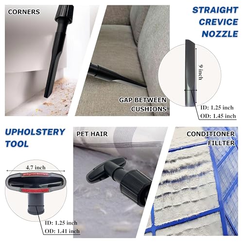 VACEXT 1.25 Inch Vacuum Brush Attachment Kit with Hose Adapter - Fit Vacuums Using 1-1/4'' Accessories (Wand/Hose Outer Diameter 1.25'') - For Small Shop Vacs: Horse Hair Dust Brush and More (6 Pack) - Image 4