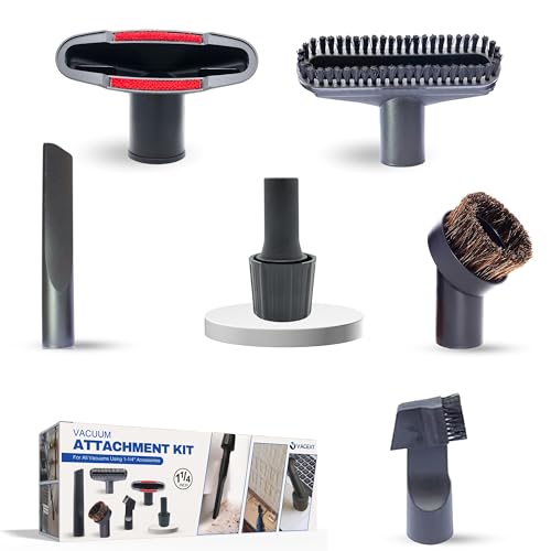 VACEXT 1.25 Inch Vacuum Brush Attachment Kit with Hose Adapter - Fit Vacuums Using 1-1/4'' Accessories (Wand/Hose Outer Diameter 1.25'') - For Small Shop Vacs: Horse Hair Dust Brush and More (6 Pack) - Image 1