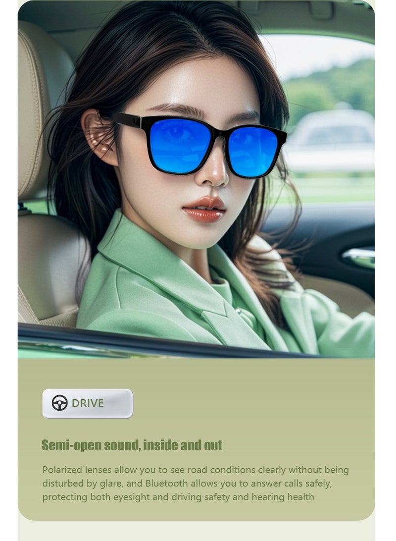 جولف لينك نظارات شمسية سماعات حماية من الأشعة فوق البنفسجية مكالمات موسيقية تقليل الضوضاء سماعة محمولة GS08 تحكم باللمس ذكي نظارات شمسية ذكية زرقاء - Image 4