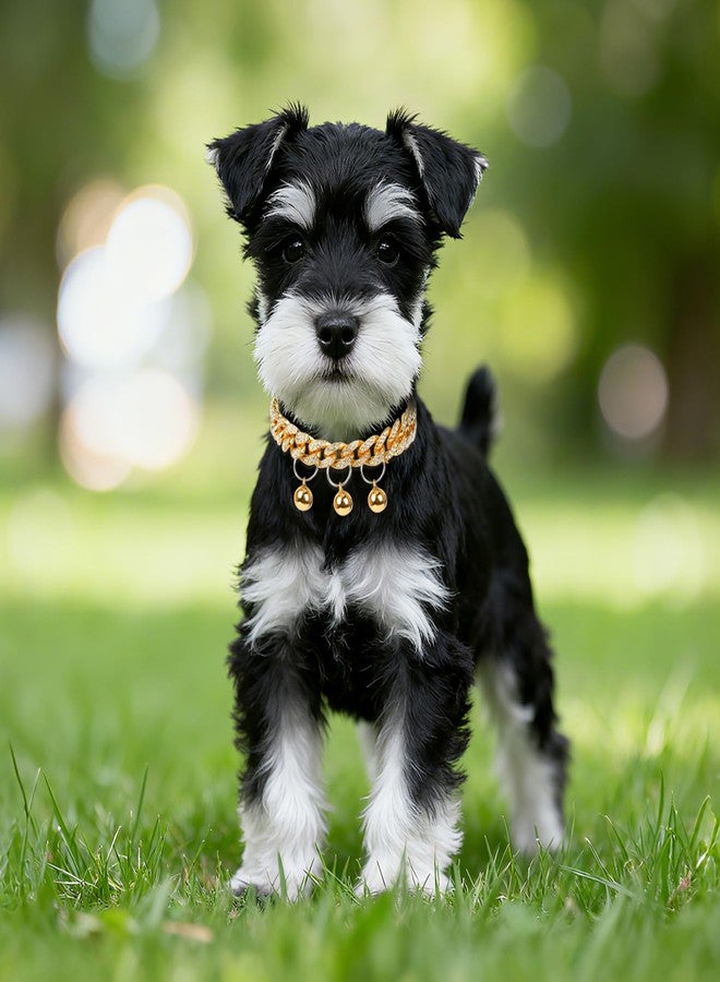 Fengek Cuban Link Dog Collar with 3 Bells - Gold Metal Chain Dog Necklace, Bell Collar & Pet Accessories for Boy Dogs (Gold, 10 Inch) - Image 5