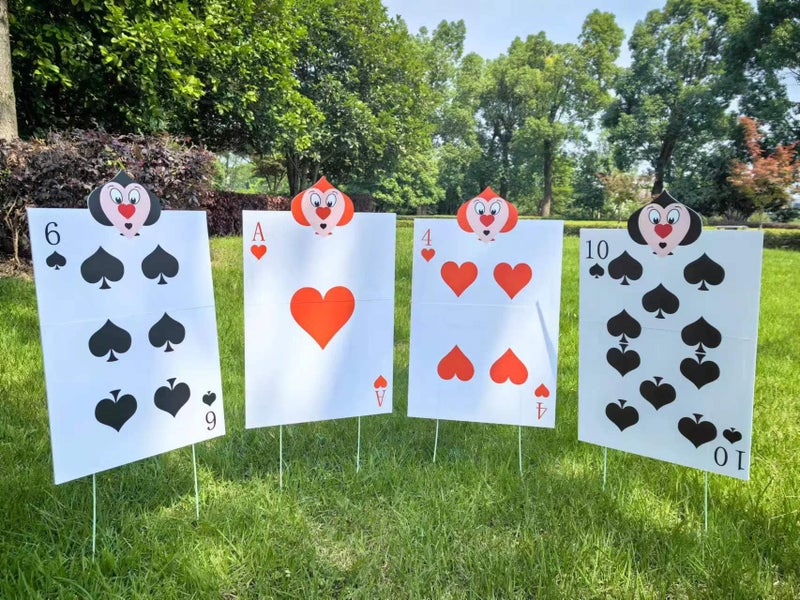BRALEO 4pcs Queen's Soldiers Big Cards Yard Signs 22.9"*14"with Stakes Alice Party Decorations Queen of Hearts Accessories AliceThemed Party Decor Large Lawn Garden Sign Indoor Outdoor - Image 1