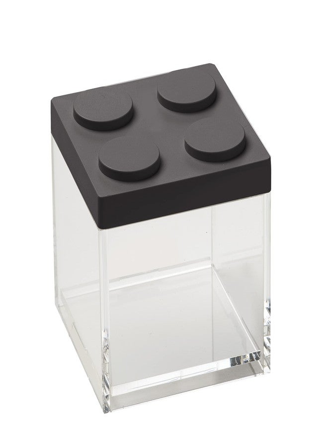 Omada Acrylic Brick Storage Container: Durable Brick-Like Storage Canisters - Thick Acrylic Jar for Food Craft Supplies Cosmetics - Airtight and BPA Free - Black Lid - Made in Italy - 16.9 Oz (0.5 L) - Image 1
