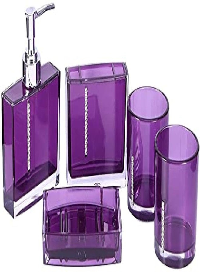 GOTOTOP Bathroom Accessories Set Bathroom Accessories Bathroom Designer 5-Piece Bath Accessory Set,Acrylic Gift Set Toothbrush Holder Toothbrush Cup Dispenser Dish Toilet - Image 1