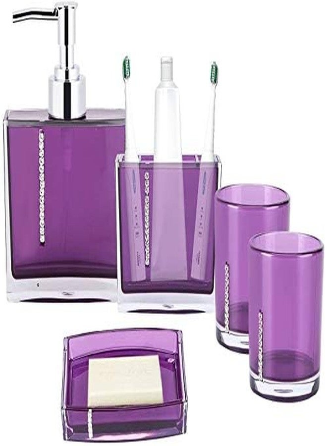 GOTOTOP Bathroom Accessories Set Bathroom Accessories Bathroom Designer 5-Piece Bath Accessory Set,Acrylic Gift Set Toothbrush Holder Toothbrush Cup Dispenser Dish Toilet - Image 3