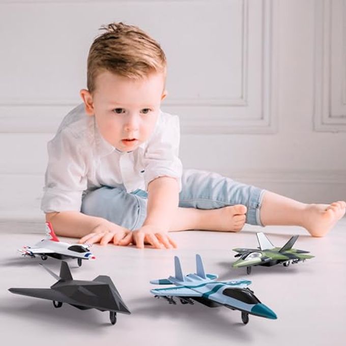 Lollipop United Sates Air Force 4-Pack Toy Jet Squadron Die Cast Airplanes, Pull Back Military Fighter Jets, Diecast Air Plane Models - Image 3