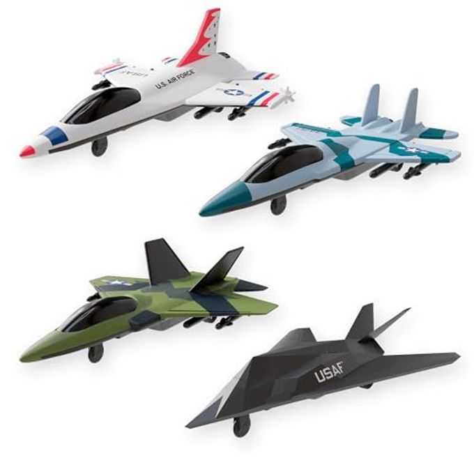 Lollipop United Sates Air Force 4-Pack Toy Jet Squadron Die Cast Airplanes, Pull Back Military Fighter Jets, Diecast Air Plane Models - Image 4