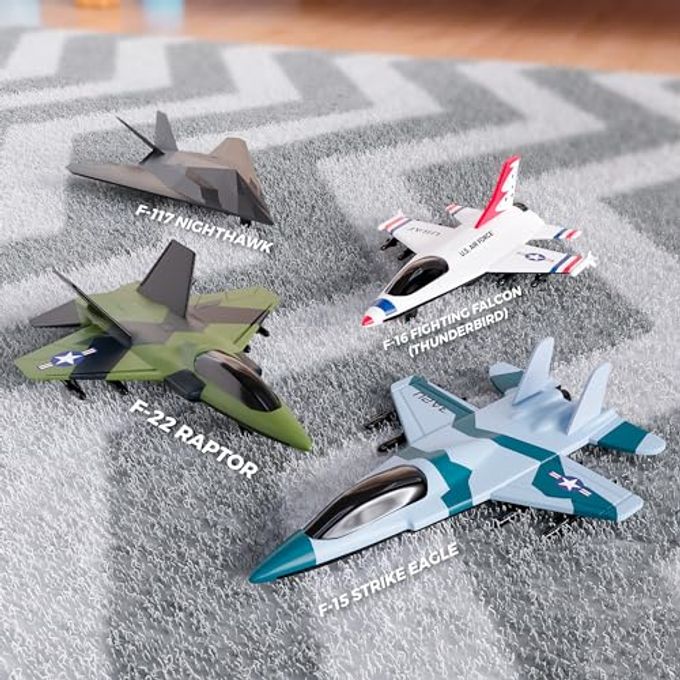 Lollipop United Sates Air Force 4-Pack Toy Jet Squadron Die Cast Airplanes, Pull Back Military Fighter Jets, Diecast Air Plane Models - Image 5