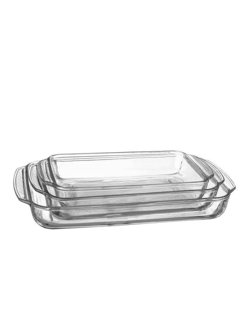 Pyr-o-rey Mexican glass oven tray set 3 pieces - Image 1