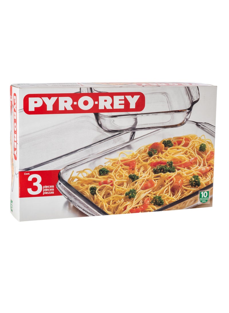 Pyr-o-rey Mexican glass oven tray set 3 pieces - Image 4