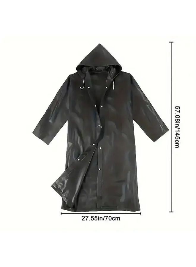 Heavy Duty Unisex Long Raincoat Black One Size Elastic Cuffs Durable - Image 5