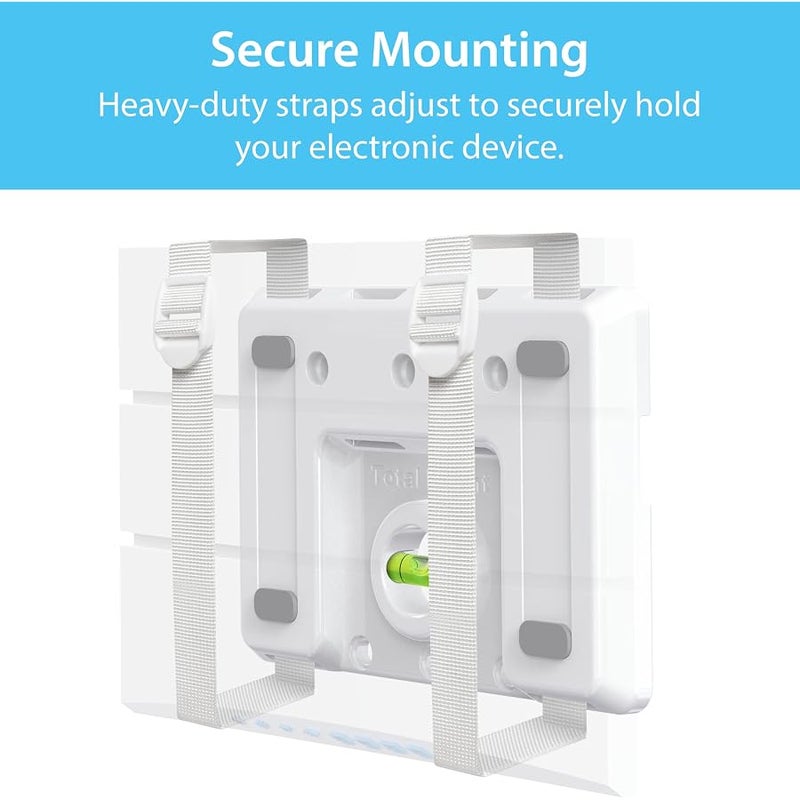 TotalMount توتال ماونت حامل عالمي للالكترونيات - حامل يثبت على الحائط قابل للتعديل لراوتر واي فاي الشبكي والنظام اللاسلكي ومودم الكابل ودي في ار واكس بوكس وبلاي ستيشن والمزيد (رف قياسي - ابيض) - Image 3