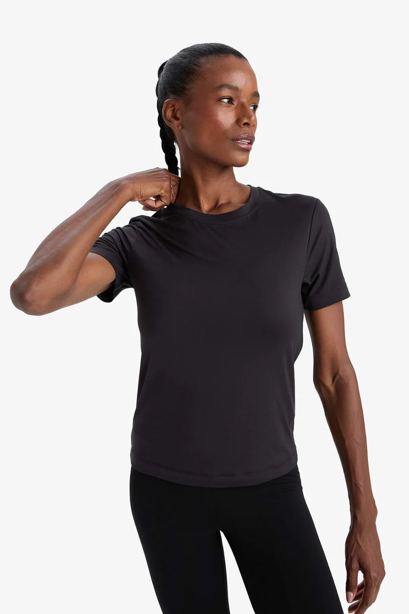 Defacto  DeFactoFit Standard Fit Sports Basic Black T-Shirt for Women | Best Price UAE