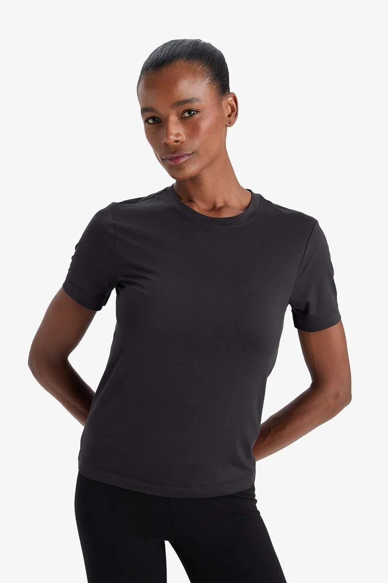 Defacto  DeFactoFit Standard Fit Sports Basic Black T-Shirt for Women | Best Price UAE