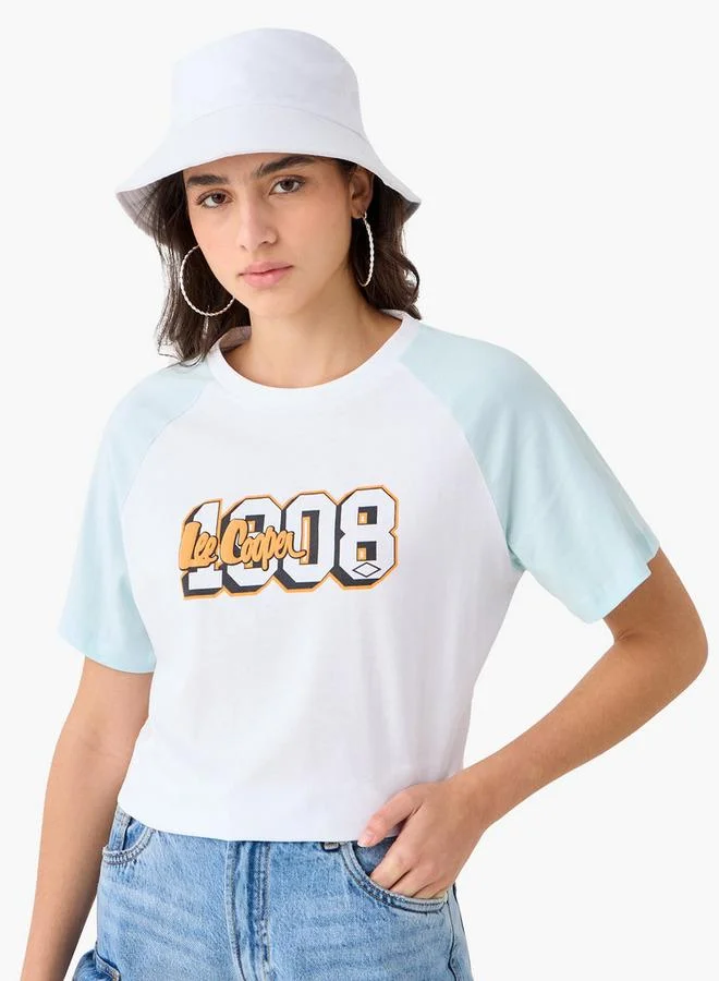 لي كوبر تيشيرت لي كوبر مطبوع بياقة دائرية وأكمام راجلان