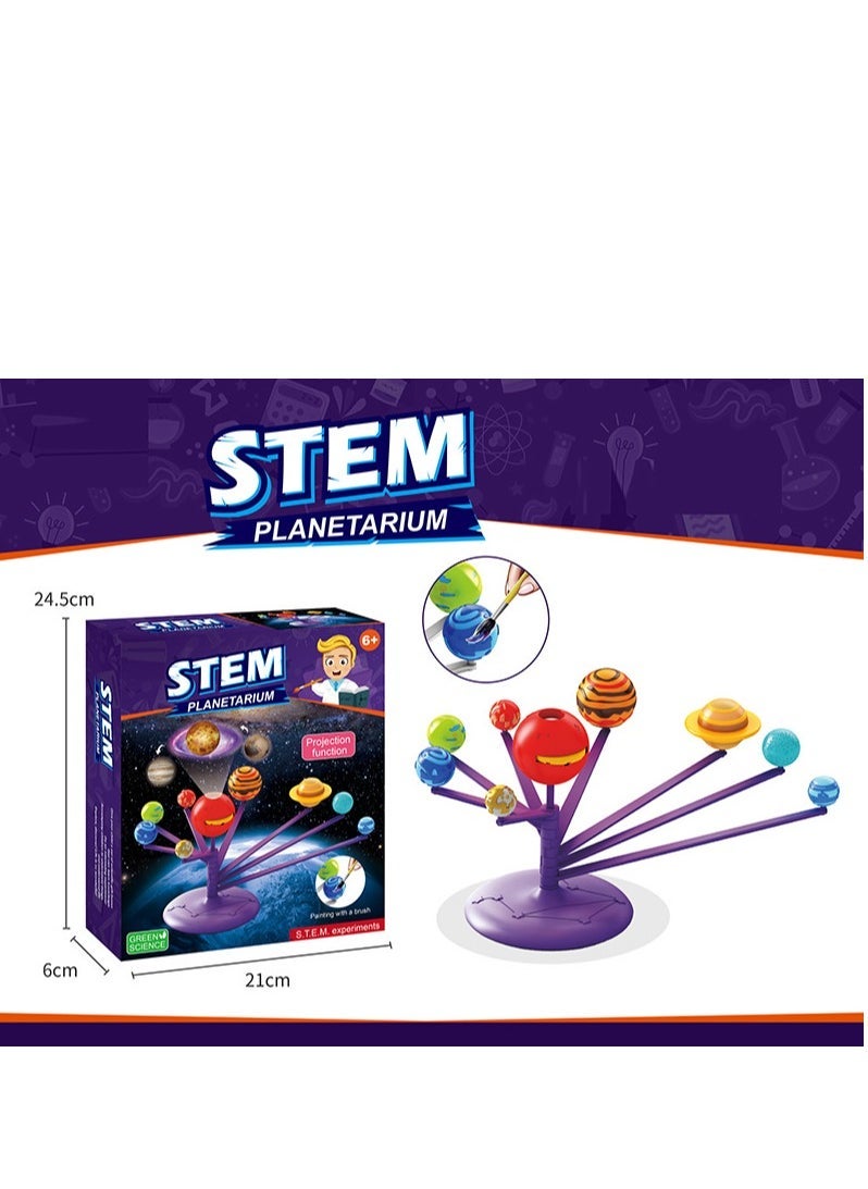 STEM - Painted planet, with projection , can be painted ,Science and Physics home chemical lab Educational Game for kids and It is an educational game that helps focus, creativity,Children's DIY 6+ Years - Image 1