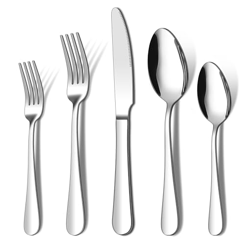 ENLOY 20 Piece Silverware Set, ENLOY Stainless Steel Flatware Cutlery Set, Kitchen Utensil Set Service for 4, Include Knife Fork Spoon, Mirror Polished, Dishwasher Safe - Image 1