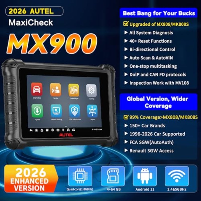 ماسح ضوئي MaxiCheck MX900 Obd2، مثل MaxiCOM MK900 MK900BT، ترقية MK808 MX808، جميع أدوات المسح التشخيصي للسيارات، 40+ خدمة، 3000+ اختبار نشط، CAN FD/DoIP، FCA - Image 2