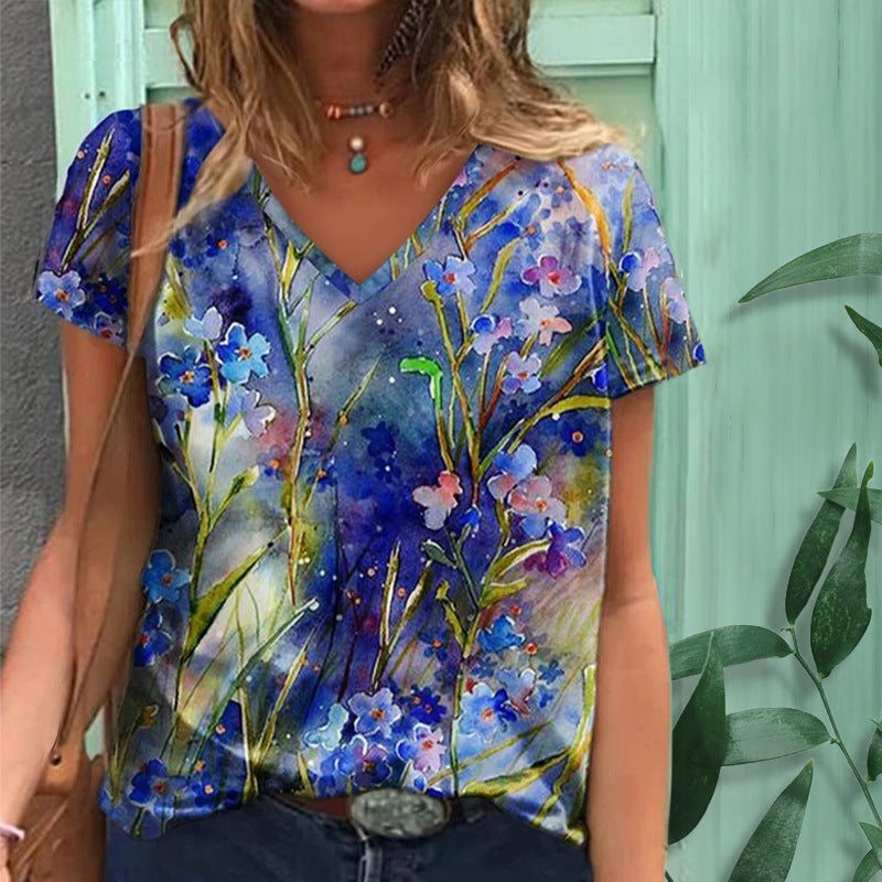 3D Printed Short-sleeved T-shirt Women's 2021 Summer Korean Style New Women's T-shirt