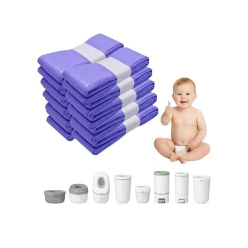 10 Pack Nappy Bin Refill Bags, Baby Waste Disposal Diaper Bag, Universal Nappy Bags, Smellproof Nappy Bin Liner Pails Disposal Systems, Compatible with Genie, Tommee Tippee Twist Click, Tec - Image 1