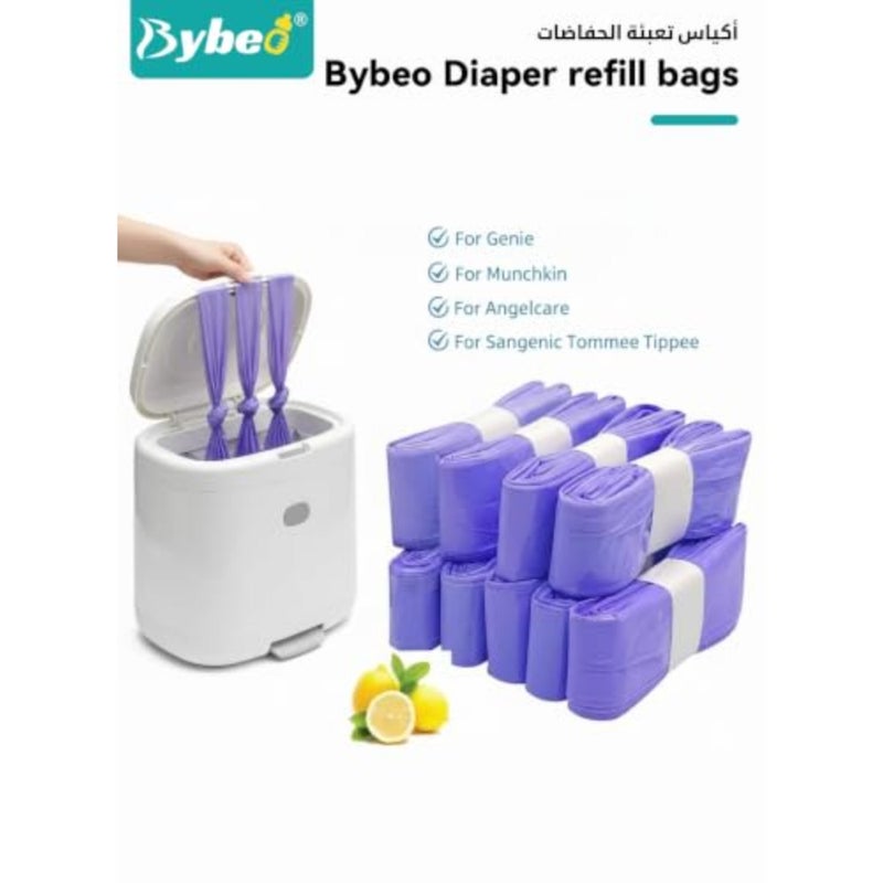 10 Pack Nappy Bin Refill Bags, Baby Waste Disposal Diaper Bag, Universal Nappy Bags, Smellproof Nappy Bin Liner Pails Disposal Systems, Compatible with Genie, Tommee Tippee Twist Click, Tec - Image 2