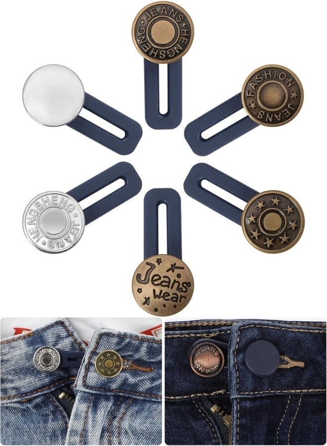 6 Pieces Pants Extender Button, for Jeans and Skirts, Convenient Metal Buttons, Adjustable Waist Belt Extenders, Waist Extender for Jeans for Women and Men - Image 1