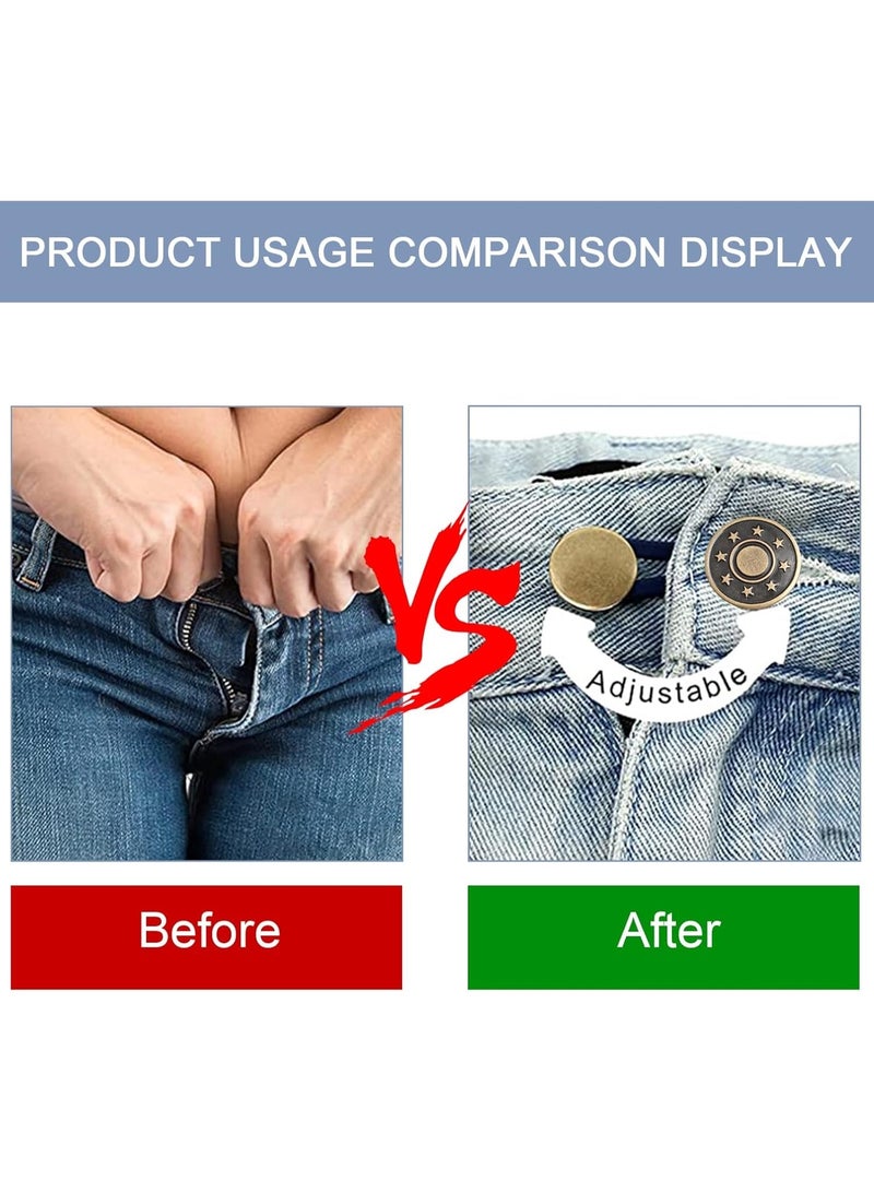 6 Pieces Pants Extender Button, for Jeans and Skirts, Convenient Metal Buttons, Adjustable Waist Belt Extenders, Waist Extender for Jeans for Women and Men - Image 3