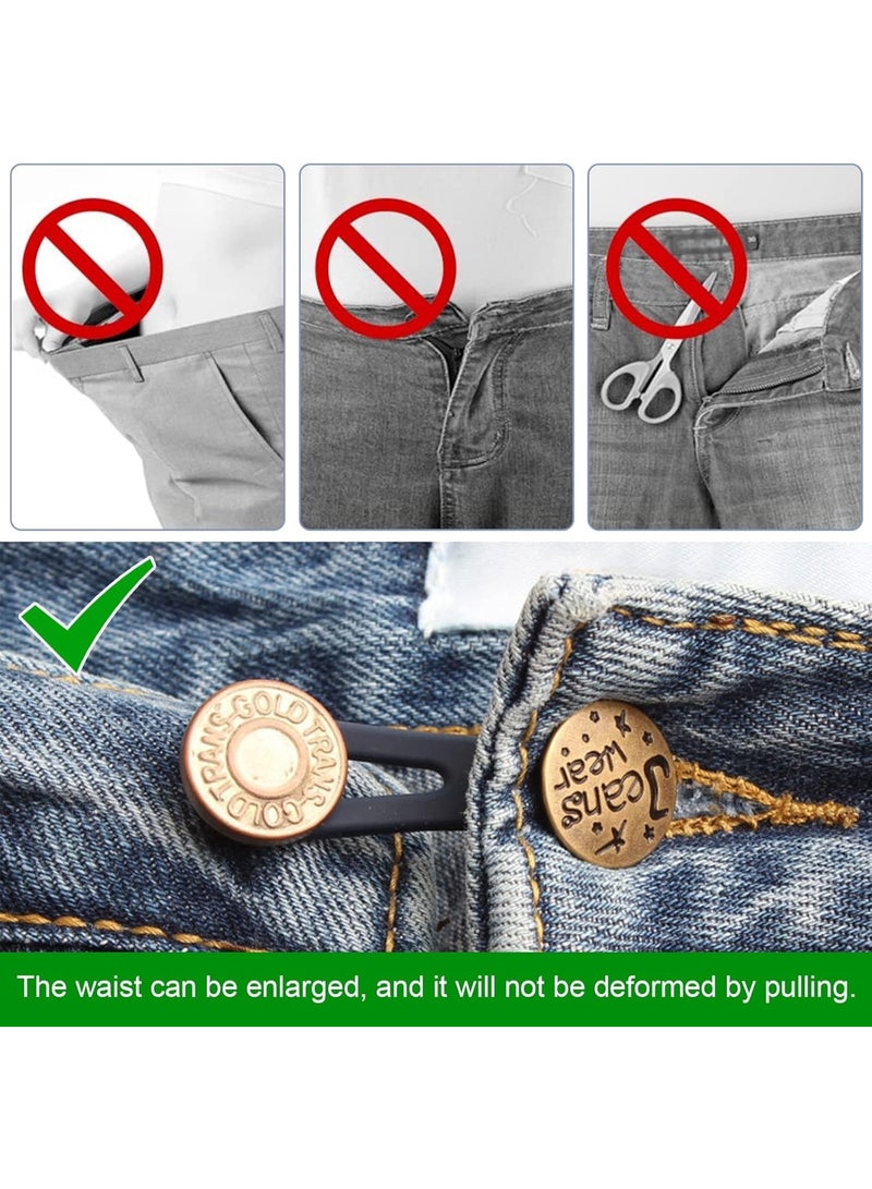 6 Pieces Pants Extender Button, for Jeans and Skirts, Convenient Metal Buttons, Adjustable Waist Belt Extenders, Waist Extender for Jeans for Women and Men - Image 4