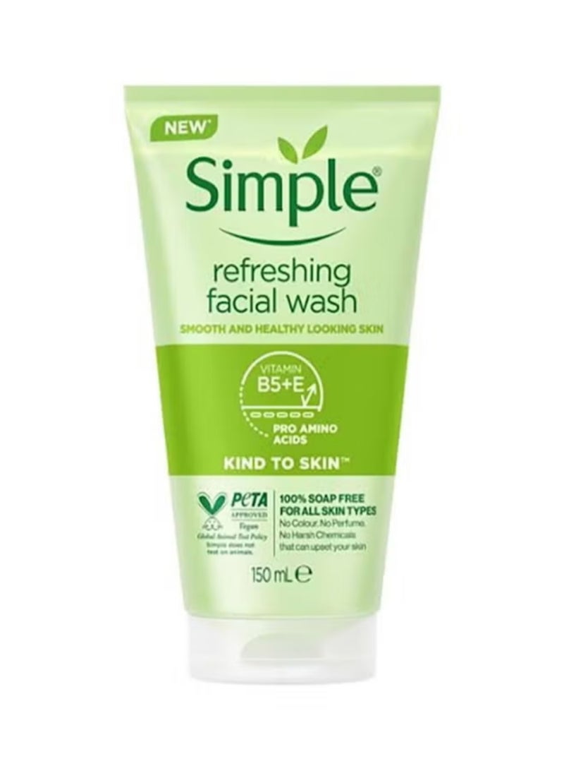 simple Gentle Refreshing Facial Wash | 100% Soap-Free, Skin-Friendly Formula with pH 5.5–6, Gently Cleanses While Protecting Skin Barrier, Enriched with Double Vitamin E, Pro-Vitamin B5 & Amino Acids, Leaves Skin Fresh Without Tightness - Image 1