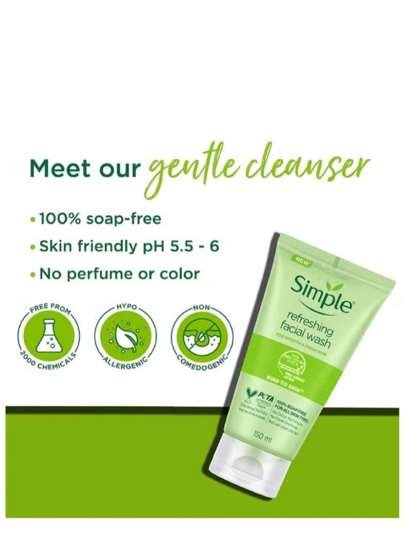 simple Gentle Refreshing Facial Wash | 100% Soap-Free, Skin-Friendly Formula with pH 5.5–6, Gently Cleanses While Protecting Skin Barrier, Enriched with Double Vitamin E, Pro-Vitamin B5 & Amino Acids, Leaves Skin Fresh Without Tightness - Image 4