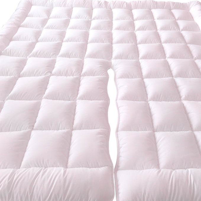 2 INCH PLUSH 100 PERCENT MICROFIBER TOP SPLIT KING DOWN ALTERNATIVE MATTRESS PADTOPPER WHITE