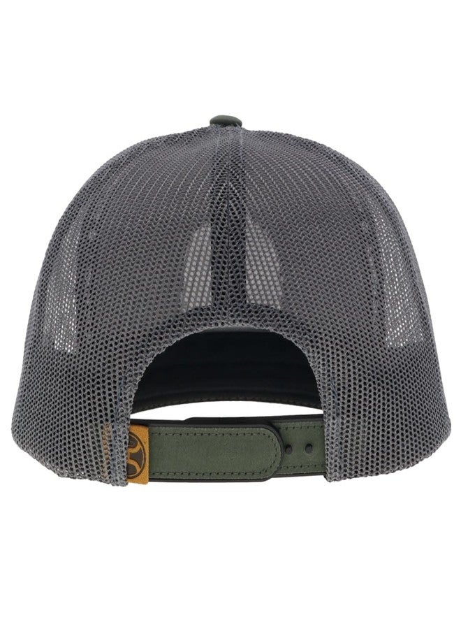 HOOEY Spur Trucker Hat - High Profile 5-Panel Adjustable Snapback Hat - Outdoor, Casual, Hiking, Baseball Cap for Men and Women, Breathable Mesh Side, Retro Classic Adjustable Fit - Olive/Grey - Image 2