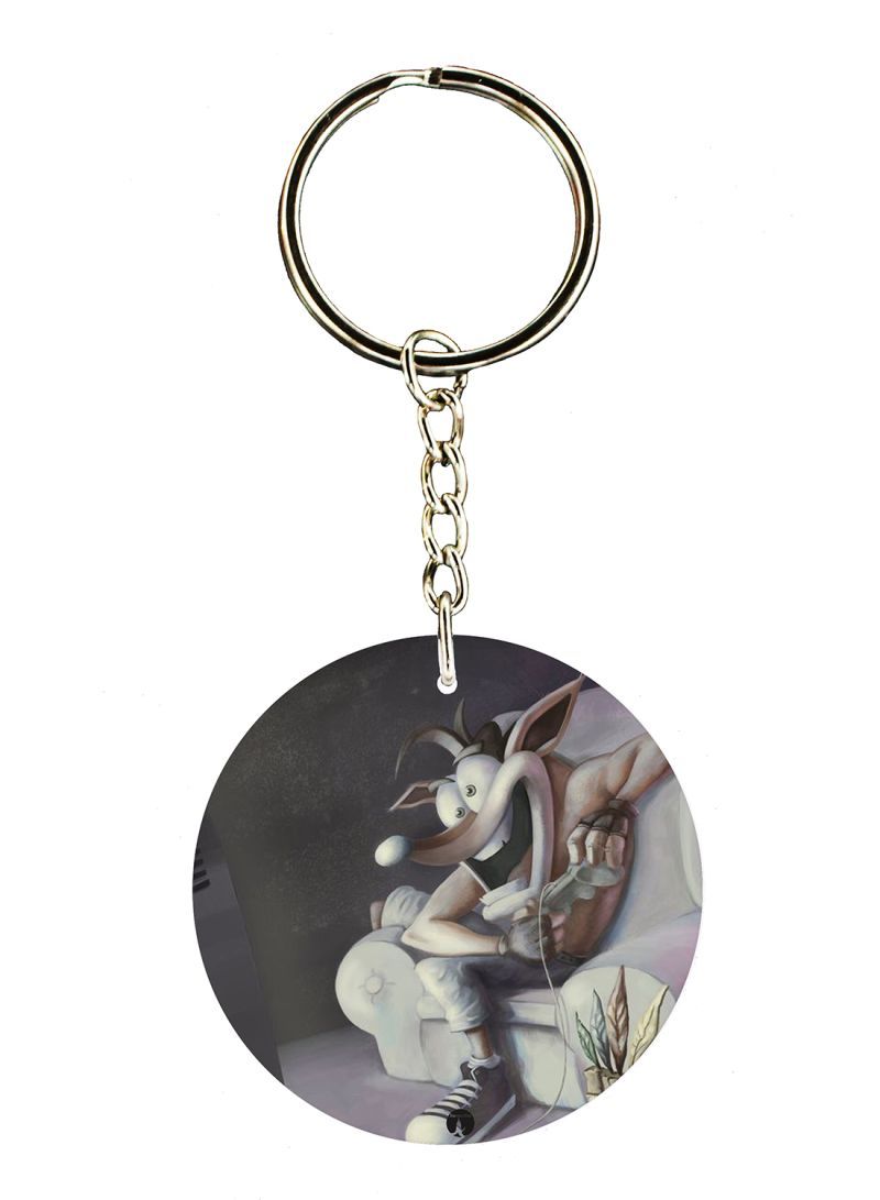 Video Game Crash Printed Keychain