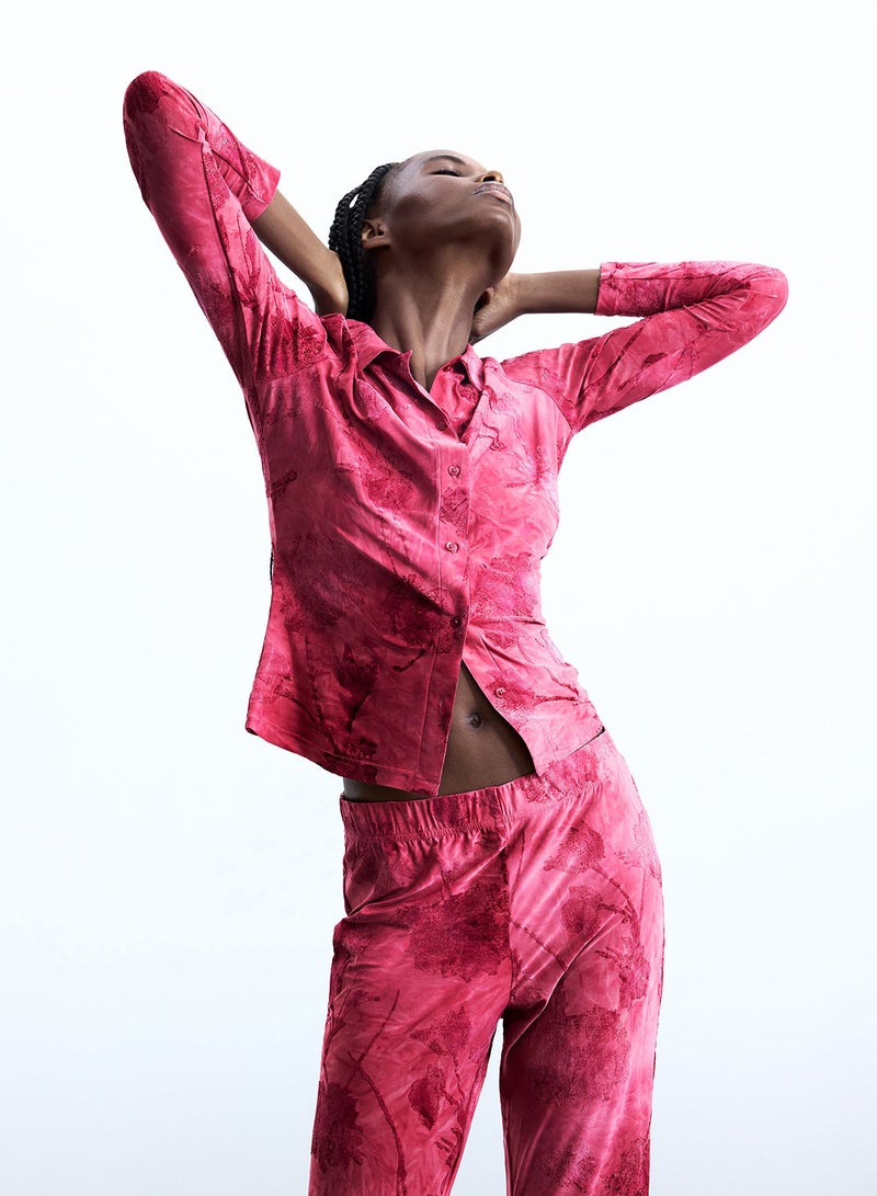 DESIGUAL Flared-Style Trousers In Devoré Fabric With Elastic Waistband - Image 3