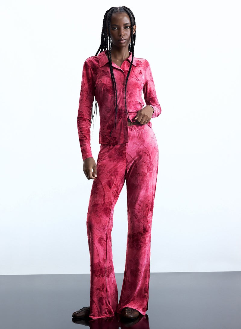 DESIGUAL Flared-Style Trousers In Devoré Fabric With Elastic Waistband - Image 2