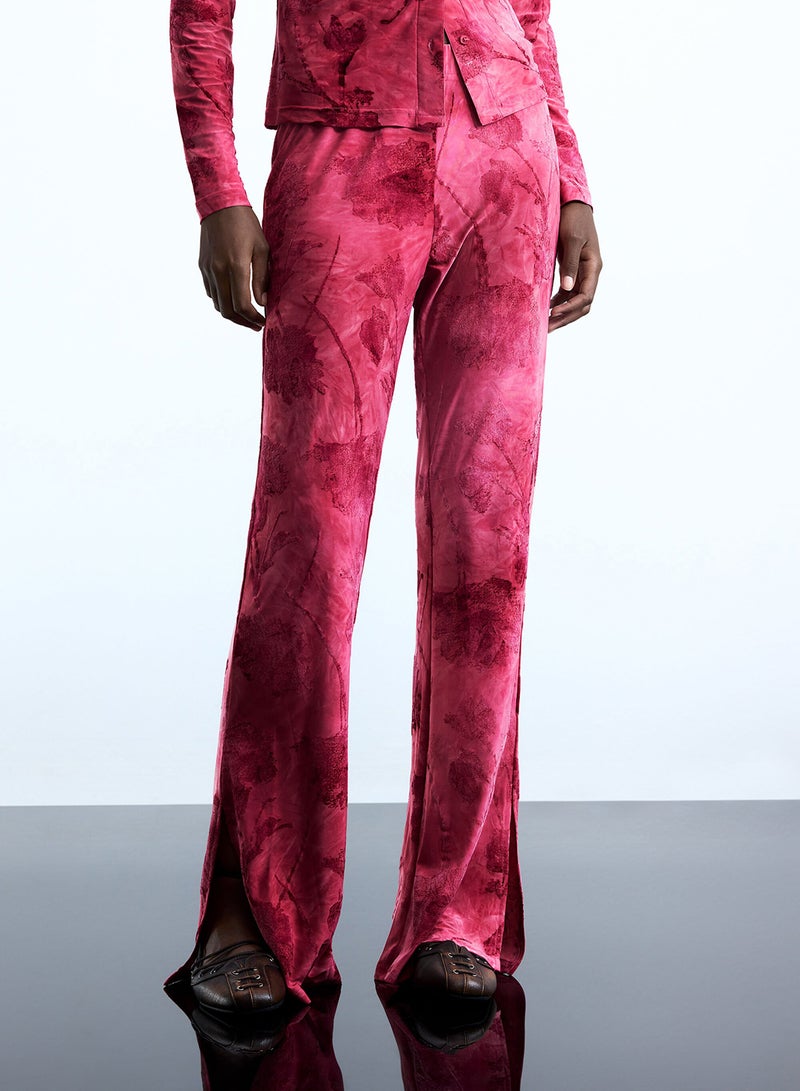 DESIGUAL Flared-Style Trousers In Devoré Fabric With Elastic Waistband - Image 1