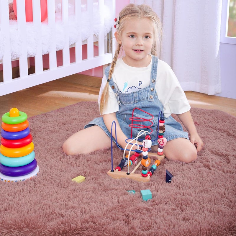 junovo Ultra Soft Rug for Nursery Children Room Baby Room Home Decor Dormitory Hexagon Carpet for Playhouse Princess Tent Kids Play Castle, Diameter 4.6 ft, Blush - Image 5