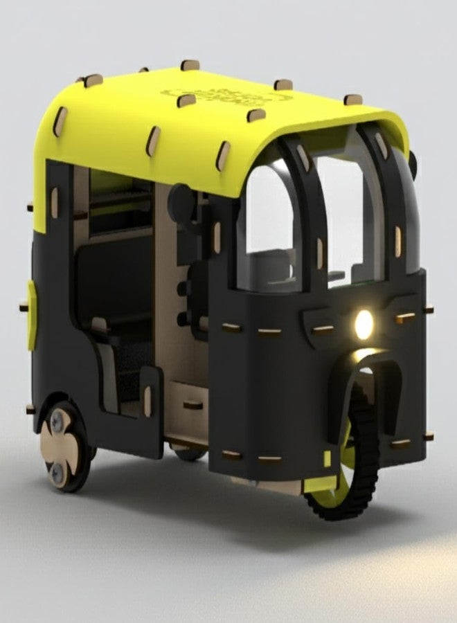 MakerVerse Auto Rickshaw Model Kit by MakerVerse | DIY Motor Kit with LED Headlights | Electricity Based STEM Science Project | Includes Motor, Electronics, Mechanical Parts | Great Gift for Girls & Boys 8-12 - Image 2