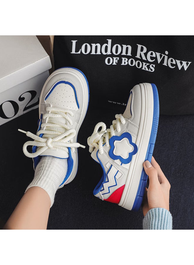 Pull Back Warrior Women's Thick Sole Sneakers Casual Sports Shoes Gray White Red Blue Size 35 - Image 2