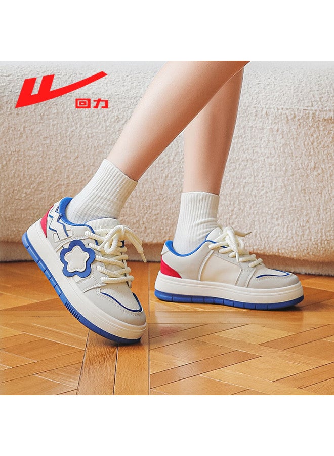 Pull Back Warrior Women's Thick Sole Sneakers Casual Sports Shoes Gray White Red Blue Size 35 - Image 1