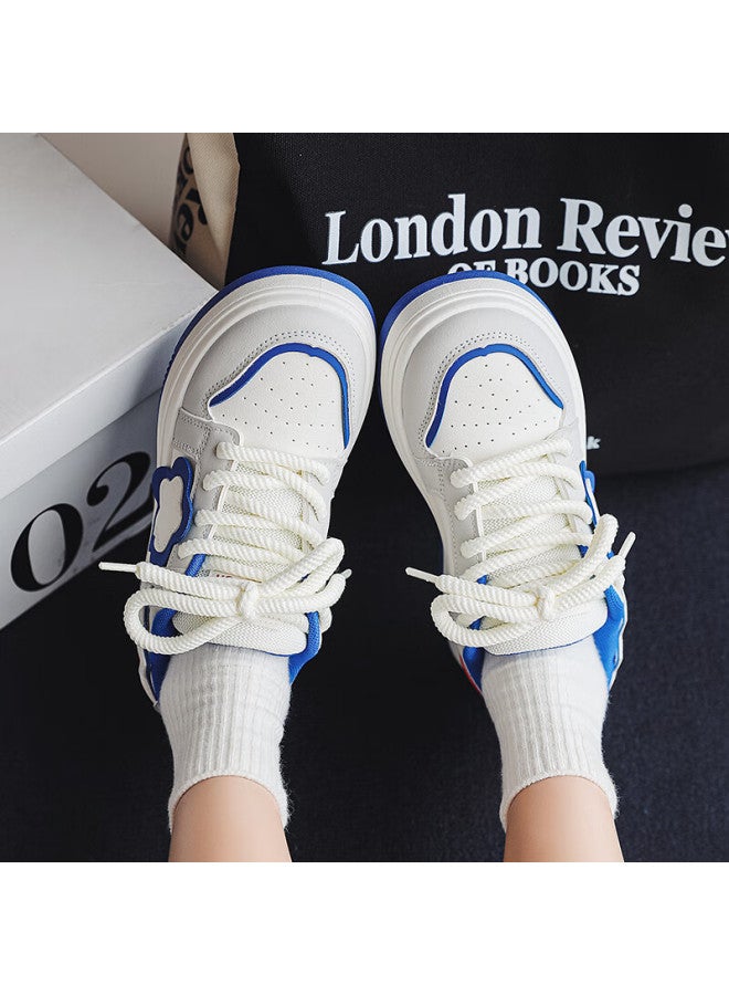 Pull Back Warrior Women's Thick Sole Sneakers Casual Sports Shoes Gray White Red Blue Size 35 - Image 5