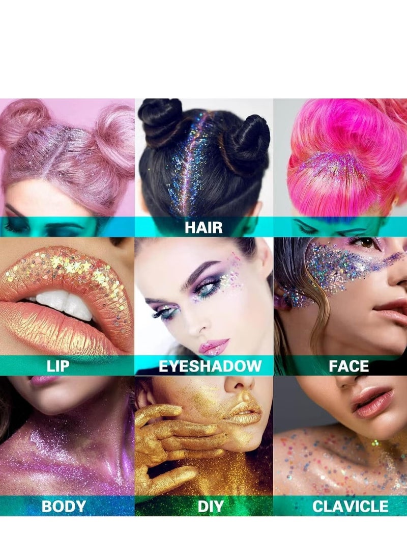 Generic Silver Body Glitter Stick - Waterproof Face & Hair Glitter Gel for Festivals, Rave & Pride | Holographic Mermaid Chunky Glitter Makeup | Sparkling Sequin Face Paint for Women & Kids  - Image 4