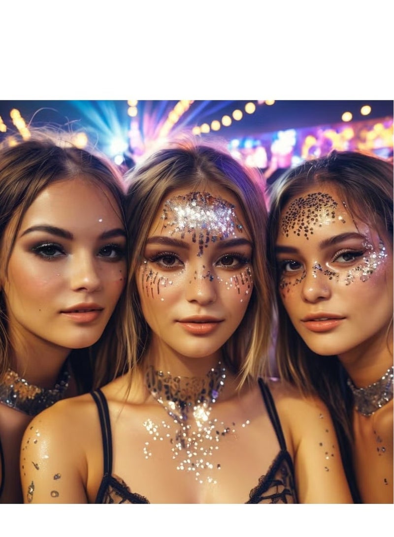 Generic Silver Body Glitter Stick - Waterproof Face & Hair Glitter Gel for Festivals, Rave & Pride | Holographic Mermaid Chunky Glitter Makeup | Sparkling Sequin Face Paint for Women & Kids  - Image 5
