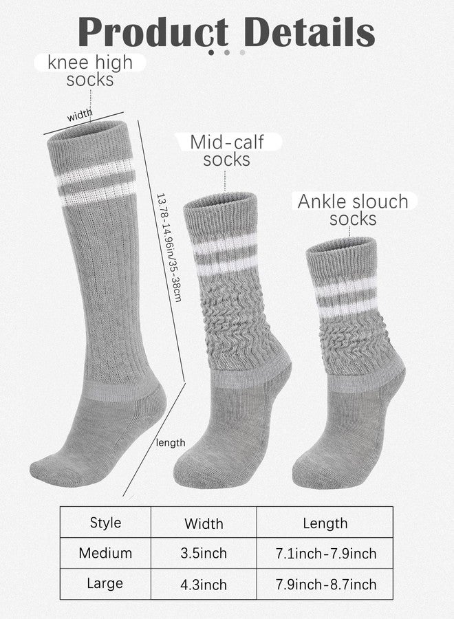 جيوجا جوارب جيوجا النسائية المترهلة، 3 أزواج، جوارب قطنية محبوكة مخططة ناعمة طويلة شتوية للنساء (مقاسات 7-10، أسود/أبيض، أبيض/أسود، رمادي/أبيض) - Image 3