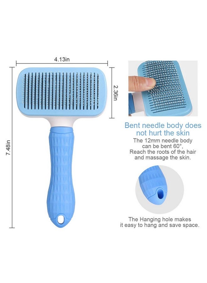 Self-Cleaning Hard Bristle Slicker Grooming Brush For Long- And Short-Haired Shedding Tangles And Gently Deshedding Grooming Comb Ideal For Dogs And Puppies - Color As Per Available - Image 5