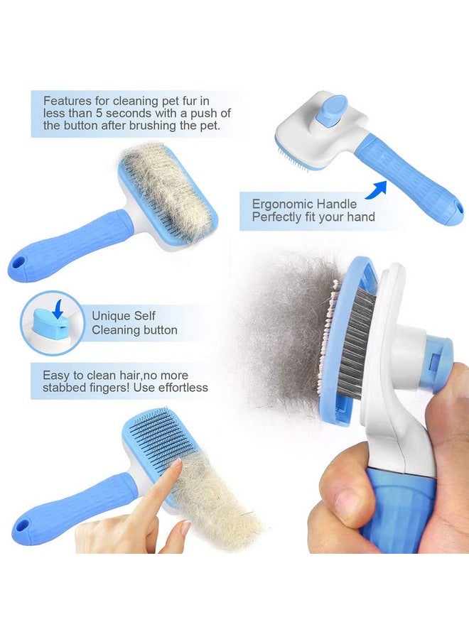 Self-Cleaning Hard Bristle Slicker Grooming Brush For Long- And Short-Haired Shedding Tangles And Gently Deshedding Grooming Comb Ideal For Dogs And Puppies - Color As Per Available - Image 4