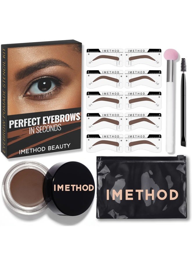 iMethod Eyebrow Stamp and Eyebrow Stencil Kit - Brow Stamp Kit, Eye Brow Stamping Kit, Brow Stencil and Stamp Kit, Brow Trio Eyebrow Kit, Perfect Bushy Eyebrows, Light Brown - Image 1