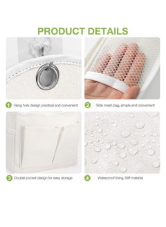 KASTWAVE Wall Hanging Organizer Bag, Waterproof Fabric Organizer Basket with Pockets, for Bathroom Bedroom Kitchen Dorm Room Essentials Rv Storage and Organization, 2 Pcs, Gray and White  - Image 3
