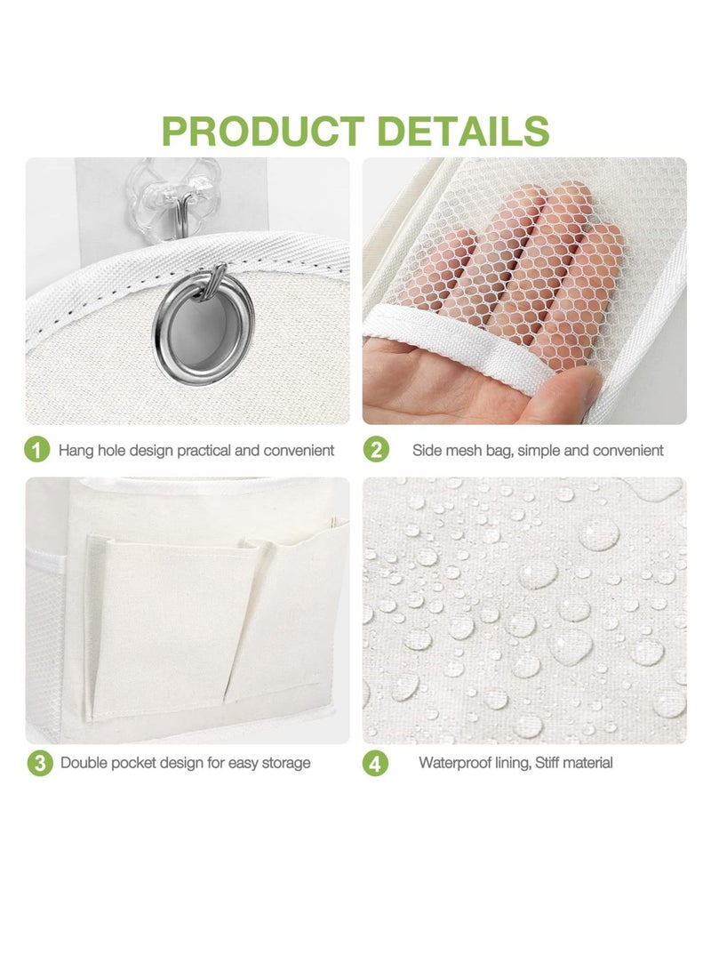 KASTWAVE حقيبة تنظيم معلقة على الحائط، حقيبة تنظيم من قماش مقاوم للماء مع جيوب، للحمام وغرفة النوم والمطبخ وغرفة الطلاب، أدوات تخزين وتنظيم للسيارات، ٢ قطعة، رمادي وأبيض - Image 3