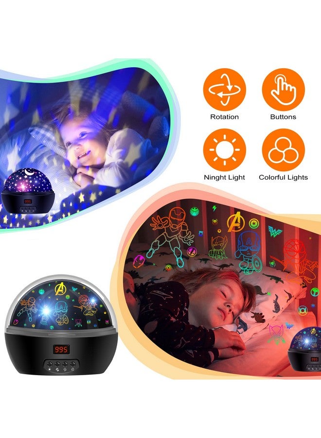 MOKOQI Kid Light Projector Superhero Toys For Boys 5-7 Avengers Night Light Projector With Timer For Kids Room, 360 Degree Rotation Toddler Nightlights With Spiderman Figurine Lamps And Star Projector - Image 3
