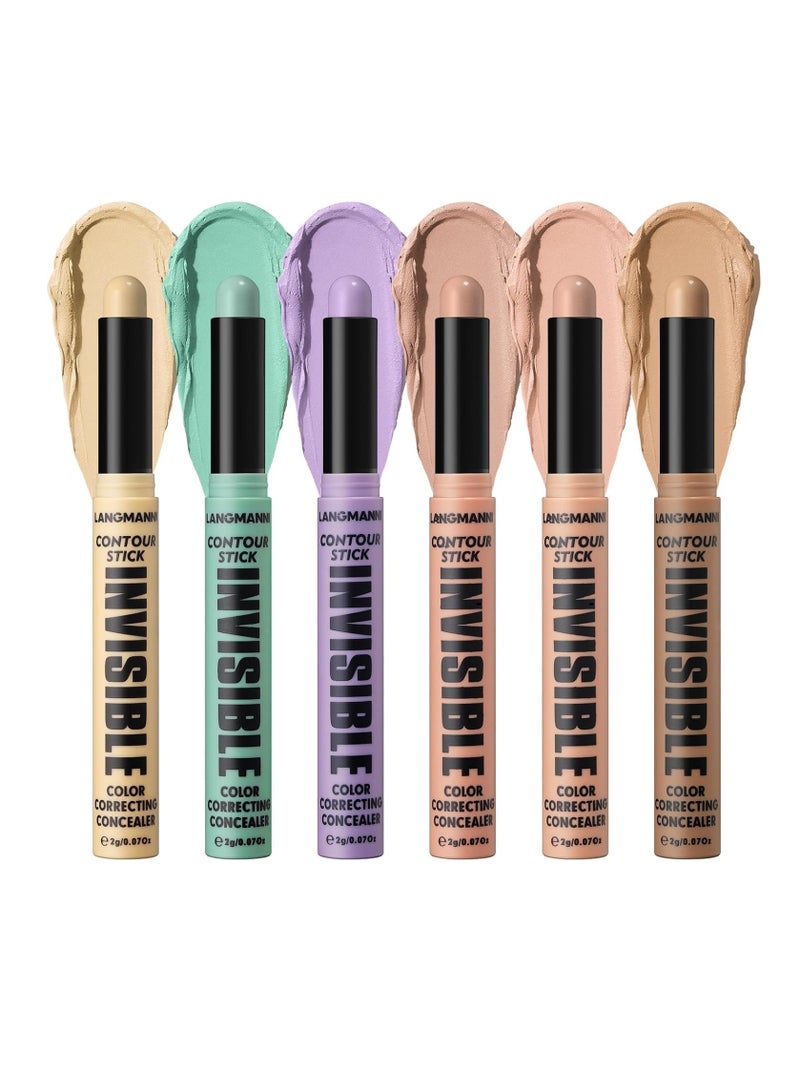 Excefore 6 Color Contour Stick Concealer Bronzer Stick Cream Palette Contour Multifunctional Contouring Makeup Kit for Face Highlighter Makeup Stick Set Long Lasting & Waterproof - Image 1